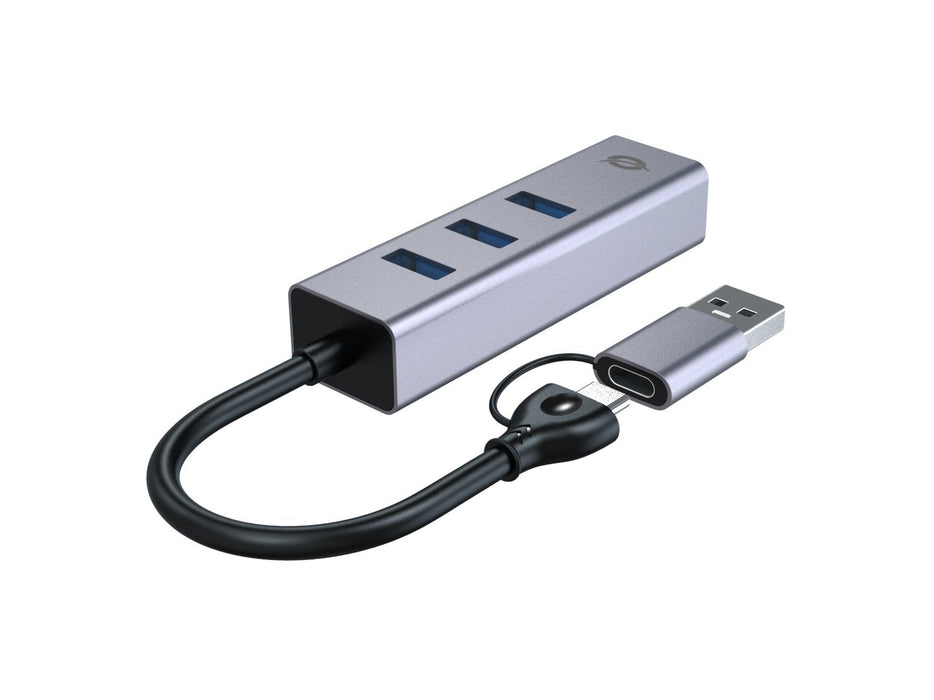 Adaptador Usb-C/Usb-A Ethernet Rj45 Conceptornic Abby25f Con Hub Usb 3,2 X3 Puertos