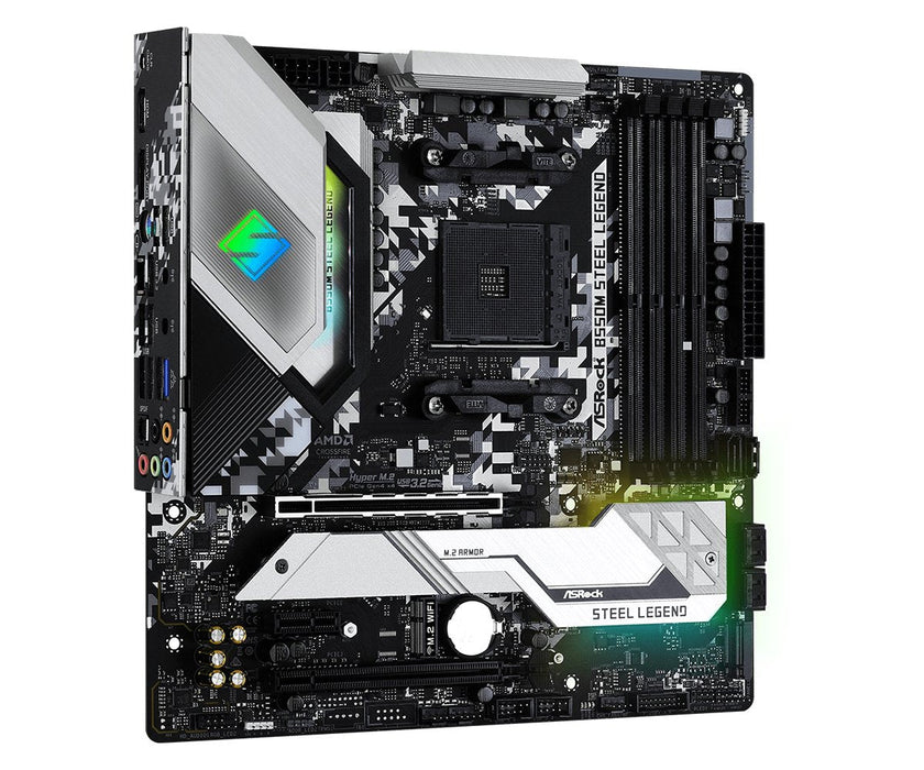 Placa Base Asrock B550m Steel Legend, Amd, Zócalo Am4, Amd Ryzen, Ddr4-Sdram, Dimm, 2133,2400,2667,2933,3200,3466,3600,3733,3800,3866,4000,4133,4200,4266,4333,4400,4466,4533 Mhz