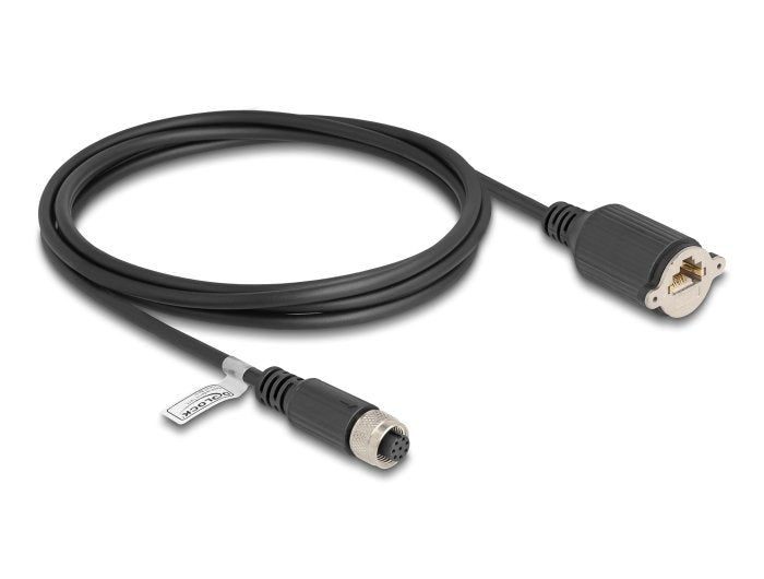 Delock M12 Cable A-Kodiert 8 Pin Hembra A Rj45 Hembra Cat.5e Ftp 2 M Negro