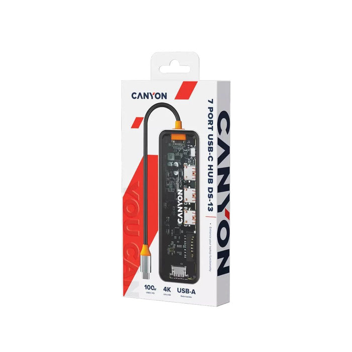 Canyon Hub Ds-13 7en1 4k Usb-C Transparente Gris Espacio