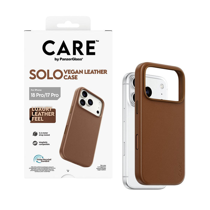 Panzerglass Care Solo Vegan Leather Case Brown W. Magsafe Iphone 18 Pro/ 17 Pro