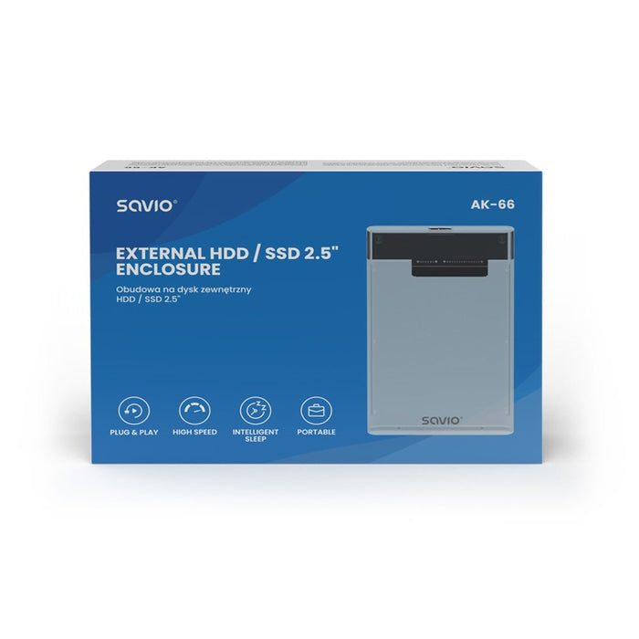 EAN 5901986048176 - Savio AK-66 caja para disco duro externo Carcasa de disco duro/SSD Negro, Transparente 2.5" imagen 4