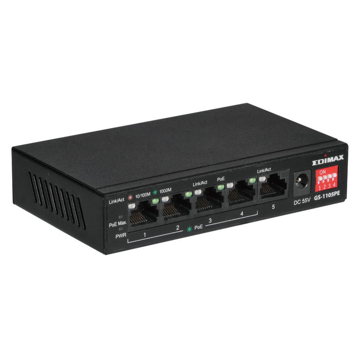 EAN 4717964705426 - Edimax GS-1105PE switch No administrado Gigabit Ethernet (10/100/1000) Energía sobre Ethernet (PoE) Negro imagen 3