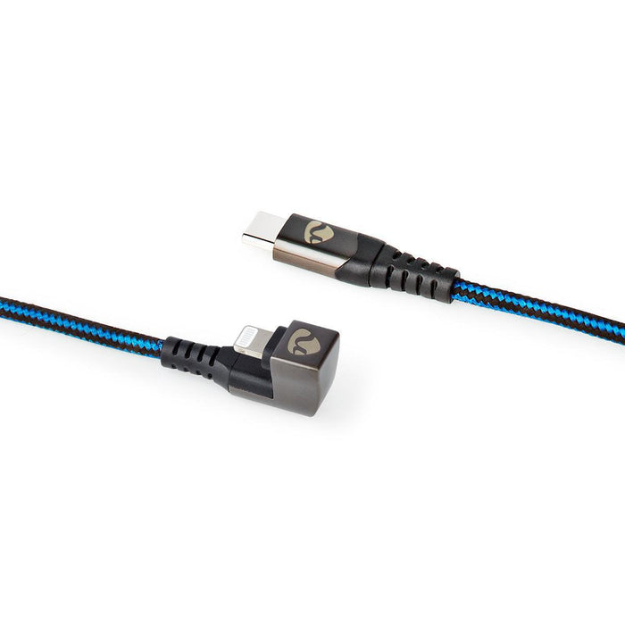 Nedis Usb-Kabel Usb 2.0  Apple Lightning 8-Pin  Usb-C Stecker  60 W  480 Mbps  Vernickelt  1.00 M  Rund  Geflochten / Nylon  Blau / Schwarz