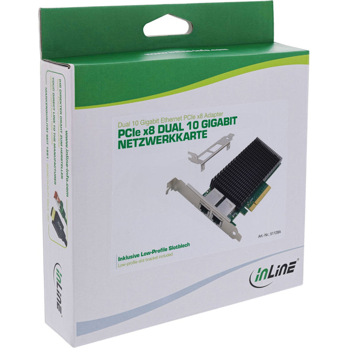 Inline® Dual 10-Gigabit Network Card, 2x Rj45 10gb/S, Pcie X8, Incl. Lp Bracket