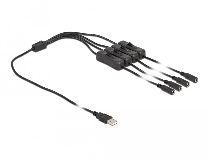 Delock 86799 Cable Usb Tipo-A Macho A 4 X Dc 5,5 X 2,1 Mm Hembra Con Interruptor 1 M