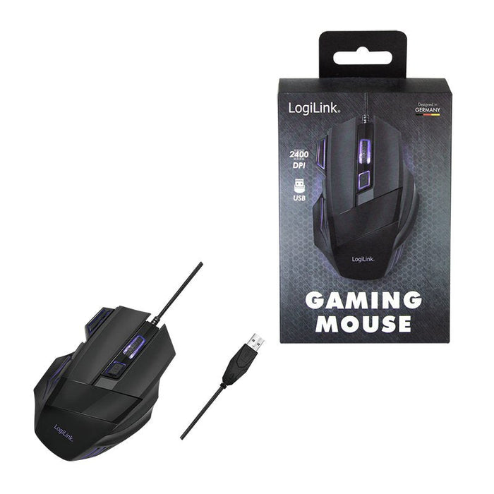 Raton Logilink Id0202 Gaming Usb Negro 2400 Dpi, 6 Botones
