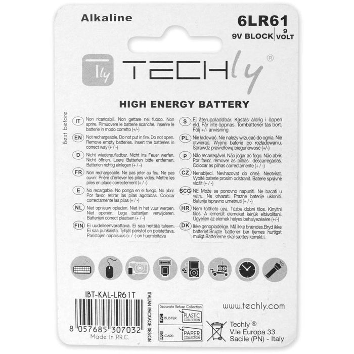 EAN 8057685307032 - Techly 6LR61 9V Batería de un solo uso Alcalino imagen 2