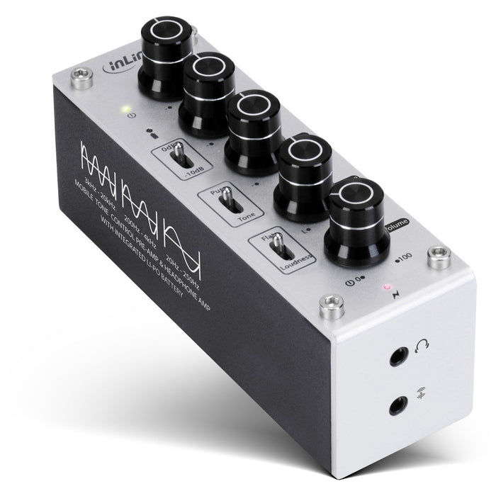 Inline Ampeq Amplificador De Auriculares De Audio De Alta Resolución + Conector De Ecualizador De 3,5 Mm, Con Batería Recargable