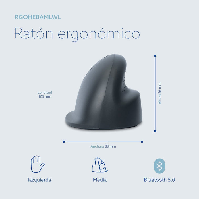 R-Go Ratón He Basic Ergonómico Izquierda Bluetooth