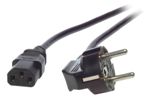 Efb Netzleitung Netzcable Schutzkontakt 90grad Auf C13 180grad 1 Meter Schwarz 3x0.75mm