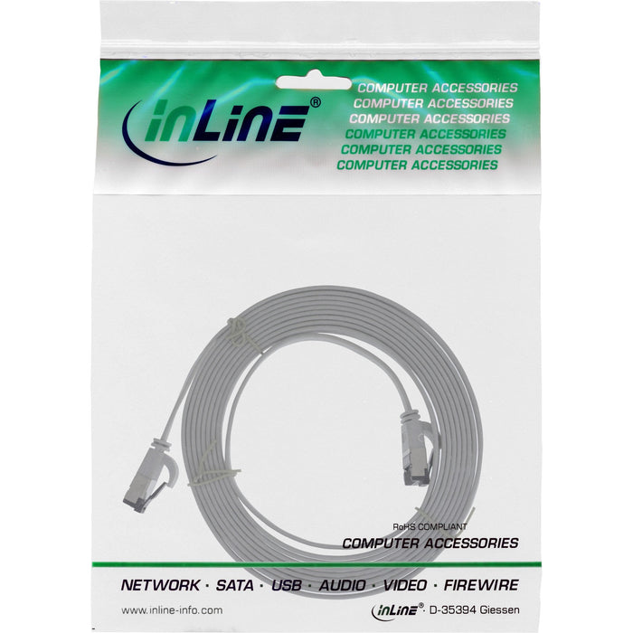 Cable De Red Plano Inline, U/Ftp, Cat.8.1, Tpe Libre De Halógenos, Gris, 2m