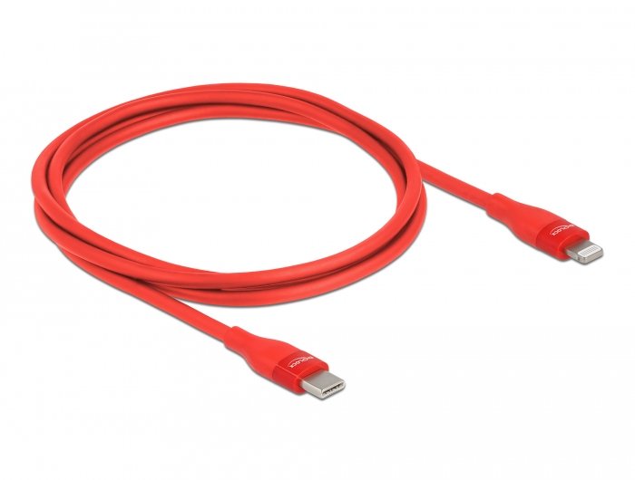 Delock Daten- Und Ladecable Usb Type-C Zu Lightning Für Iphone, Ipad Und Ipod Rot 1 M Mfi