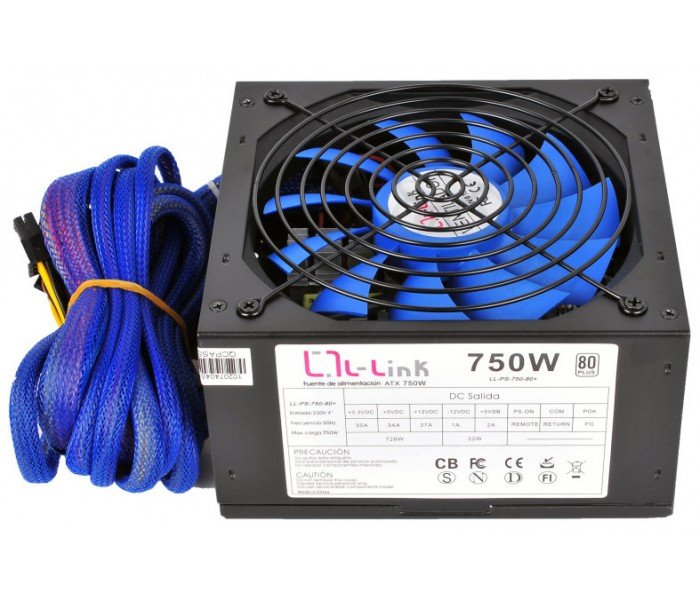 EAN 8436531366018 - L-Link LL-PS-750-80+ unidad de fuente de alimentación 750 W 20+4 pin ATX Negro imagen 2