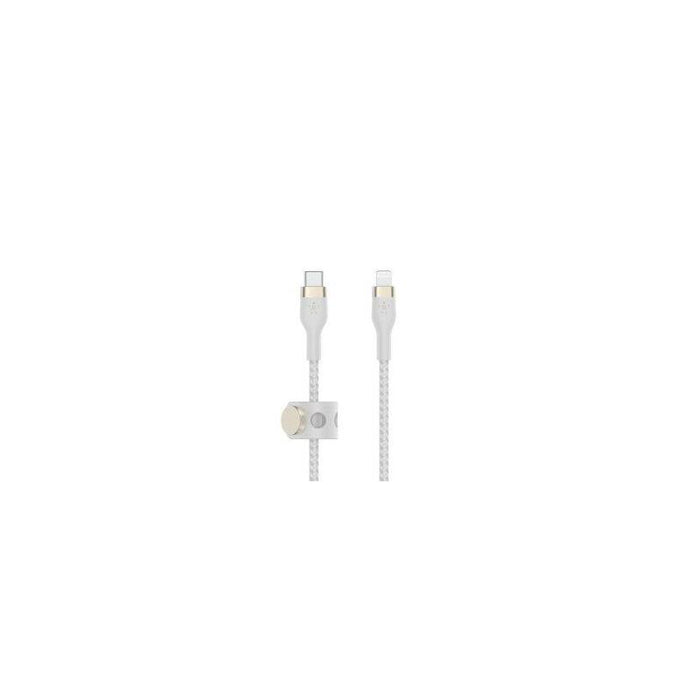 Cable Belkin Caa011ds1mwh Usb-C A Lightning Trenzado De Silicona 1m Color Blanco