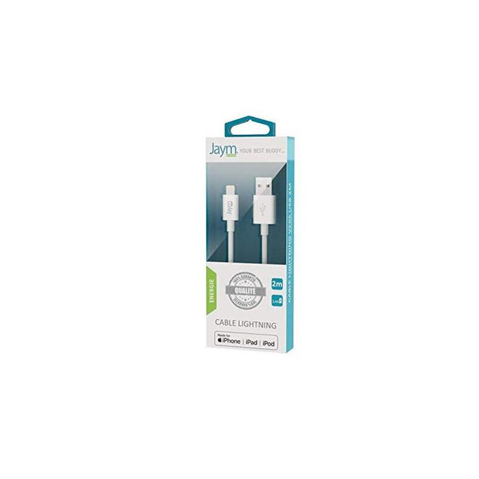 Cable Charge & Synchro Usb-A Vers Lightning Mfi - Longitud 2m - Blanco - Jaym®