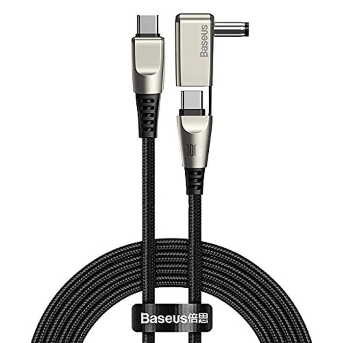 Cable De Carga 2 En 1, Usb C - Usb-C + Dc 5,5  100w 2 Metros