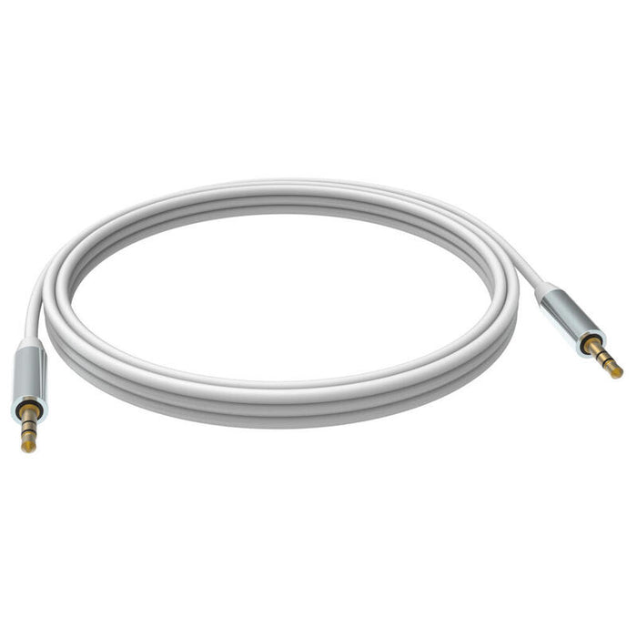Cable De Minijack De 3.5 Mm De 5 M Conectores Chapados En Oro Doble Aislamiento Con Papel De Aluminio Blindaje En Espiral De Cobre Estañado Minijack (M) A Minijack (M) Diámetro Exterior 3.0 Mm 26 Awg Blanco