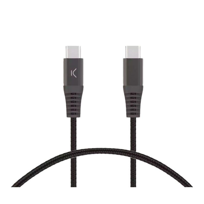 Cable Ksix Bxcucc2t5 Negro De Carga Y Datos 2 Metros Usb-C A Usb-C Carga Ultrarrápida 60w