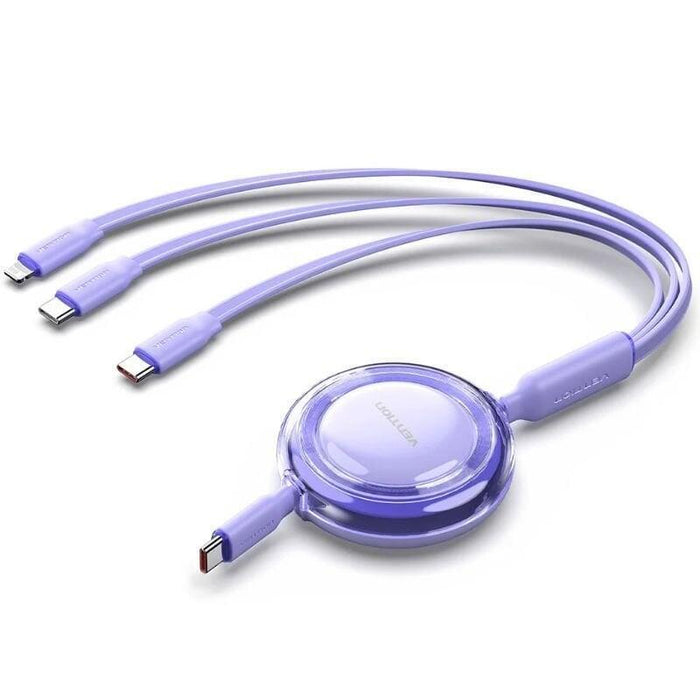 Cable Usb Tipo-C 2.0 5a Vention Trkvbe Usb Tipo-C Macho 3x Usb Tipo-C Macho Hasta 100w 480mbps 1.1m Morado