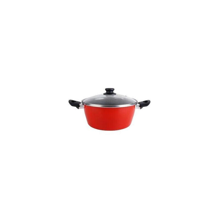 Cacerola Con Tapa Cristal Magefesa K2 Rojo 24 Acero Antiadherente Acero Inoxidable Todo Tipo