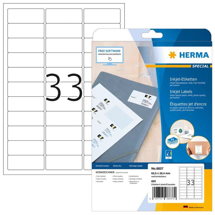 EAN 4008705088374 - HERMA 8837 etiqueta de impresora Blanco Etiqueta para impresora autoadhesiva imagen 1