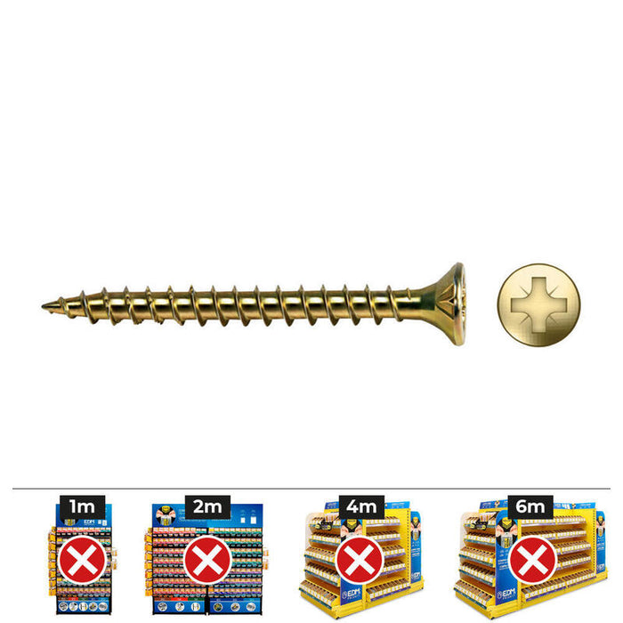 Caja 200 Unid. Tornillo Madera Vlox Rosca Completa Avellanado Impronta Pz Ø3,5x35 Mm Bicromatado