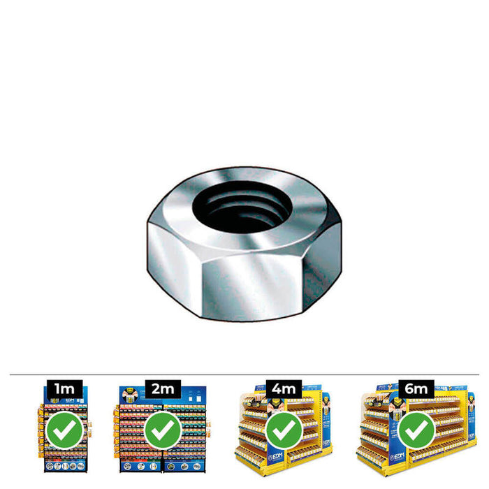 Caja 500 Unid. Tuerca Hexagonal Din/Ref 934 Ø6mm Zincado Celo