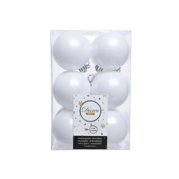 Caja De 12 Bolas Blancas Decorativas Para Arbol De Navidad Ø6cm
