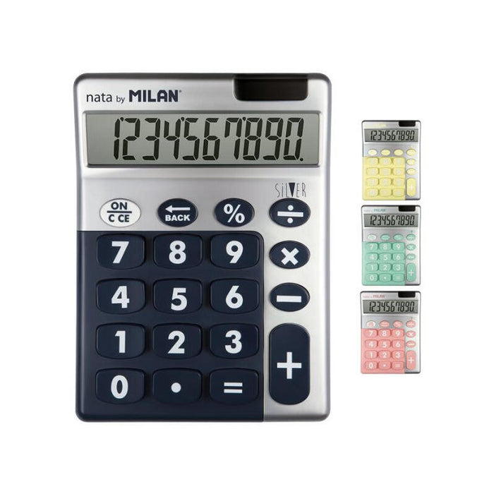 Caja Expositora 6 Calculadoras Silver 10 Dígitos Milan