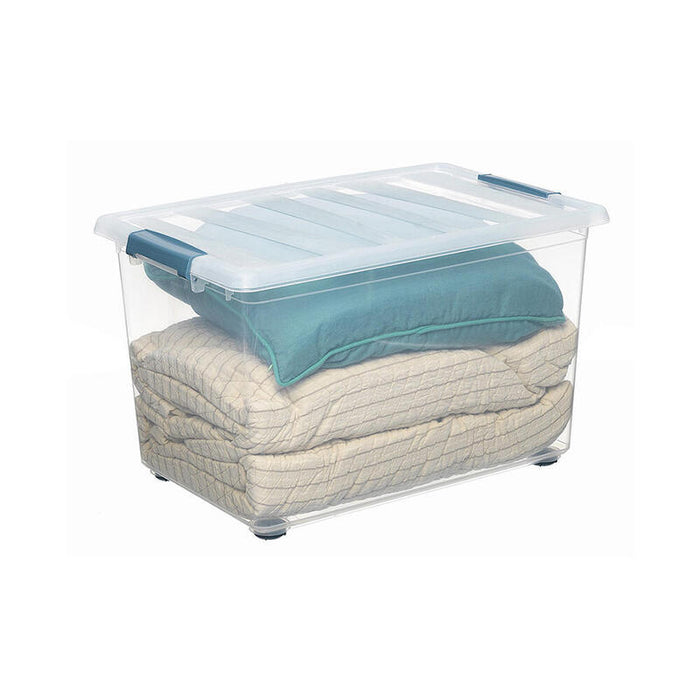 Caja Katla Transparente 57l Con Ruedas Y Asas Ergonomicas 59x39x36,5cm