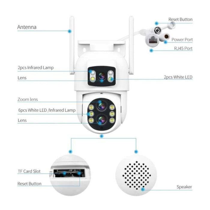 Cámara De Seguridad  Escam Qf500 5+5 Mp Lente Dual Wifi Blanco