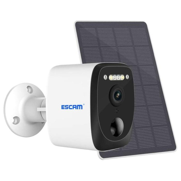 Cámara De Seguridad Ip Escam Qf370 3mp Visión Nocturna A Color Wifi Panel Solar Blanco