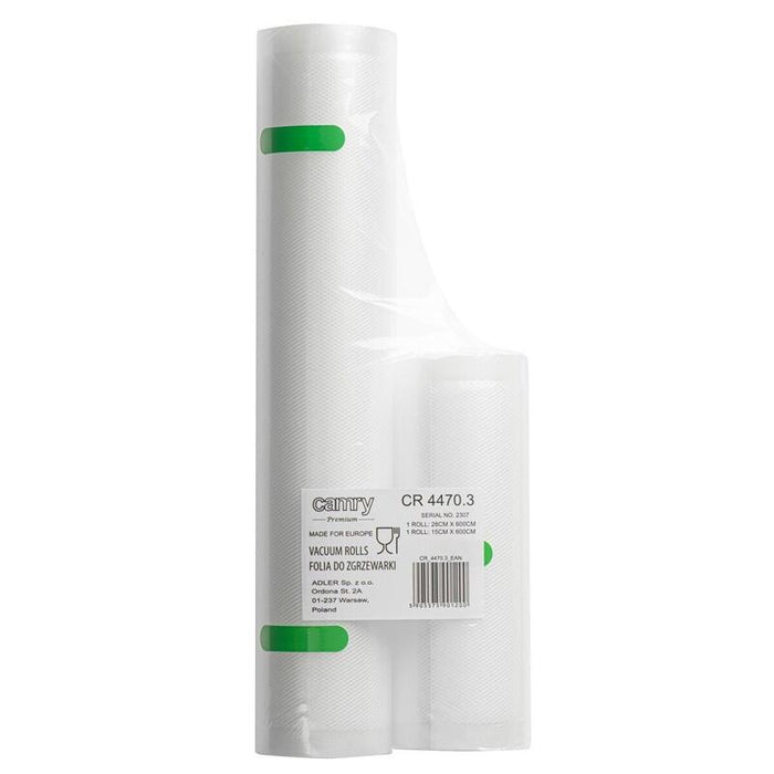 Camry Cr 4470.3 Vacuum Sealer Rolls For Cr 4470, Ad 4484, Ms 4492, Ad 4503, 28 X 600 Cm And 15 X 600 Cm