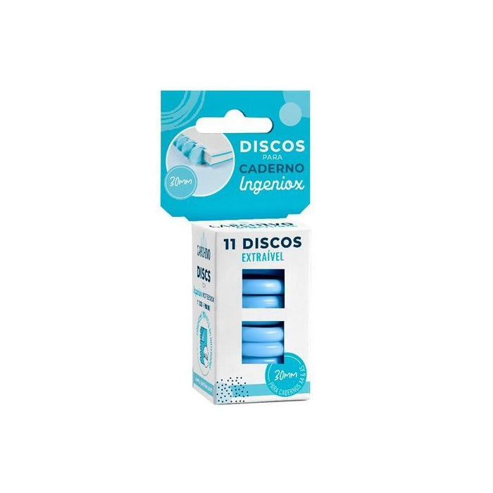 Carchivo Estuche 11 Discos Para Cuaderno Ingeniox 30mm Plástico Azul