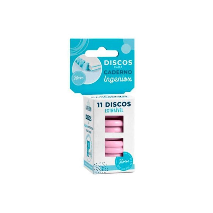 Carchivo Estuche 11 Discos Para Cuaderno Ingeniox 30mm Plástico Rosa