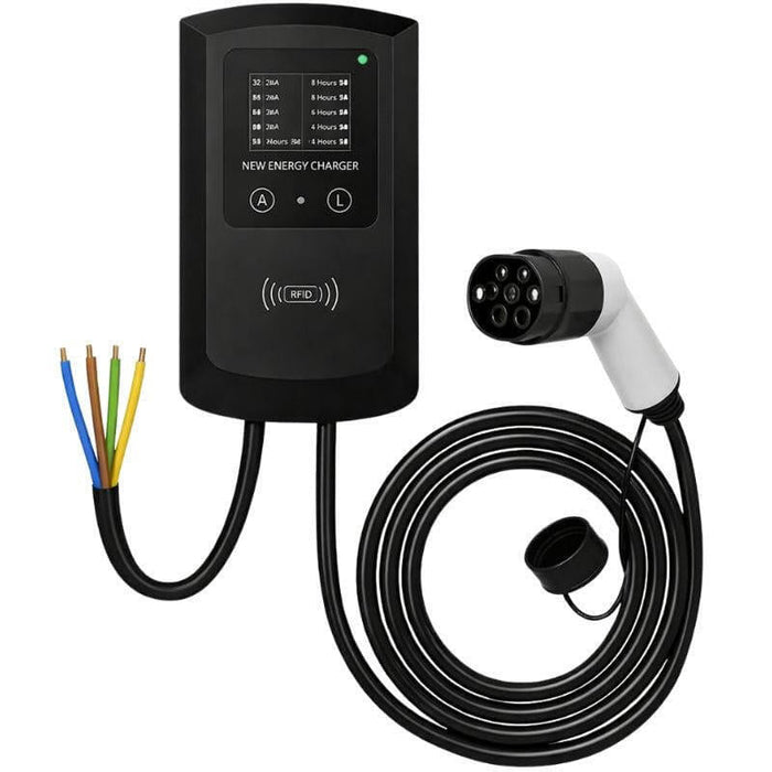 Cargador Coche Eléctrico Con Estación De Carga 32a / 22kw / Sin Enchufe (Trifásica) / 5m / Lcd - Ev Tipo 2