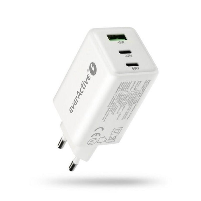 Cargador De Pared Blanco Gan Qc 4+ 65w 1xusb 2xusb-C Sc-655q