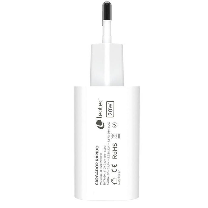 Cargador De Pared Leotec Lecsph20w1w 1xusb Tipo-C 20w