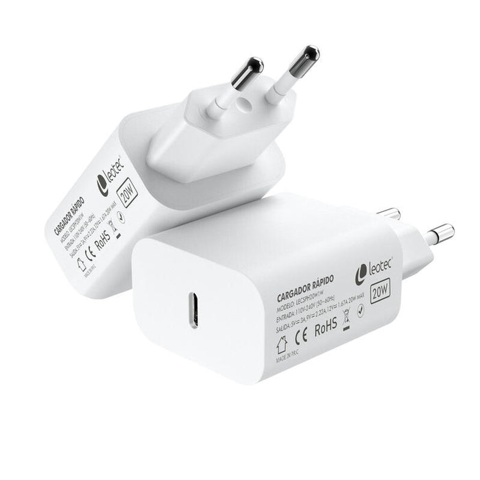 Cargador De Pared Leotec Lecsph20w1w 1xusb Tipo-C 20w