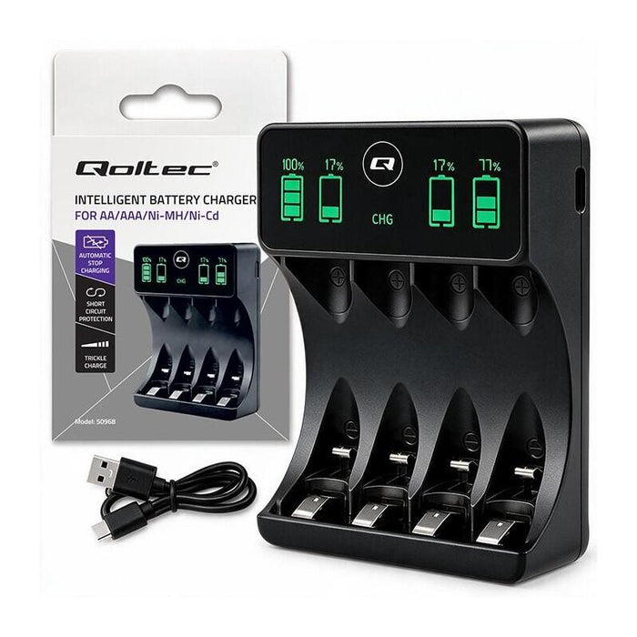 Cargador Para Baterías Ni-Mh Tipo R03 Aaa R6 Aa Lcd Cableusb-C