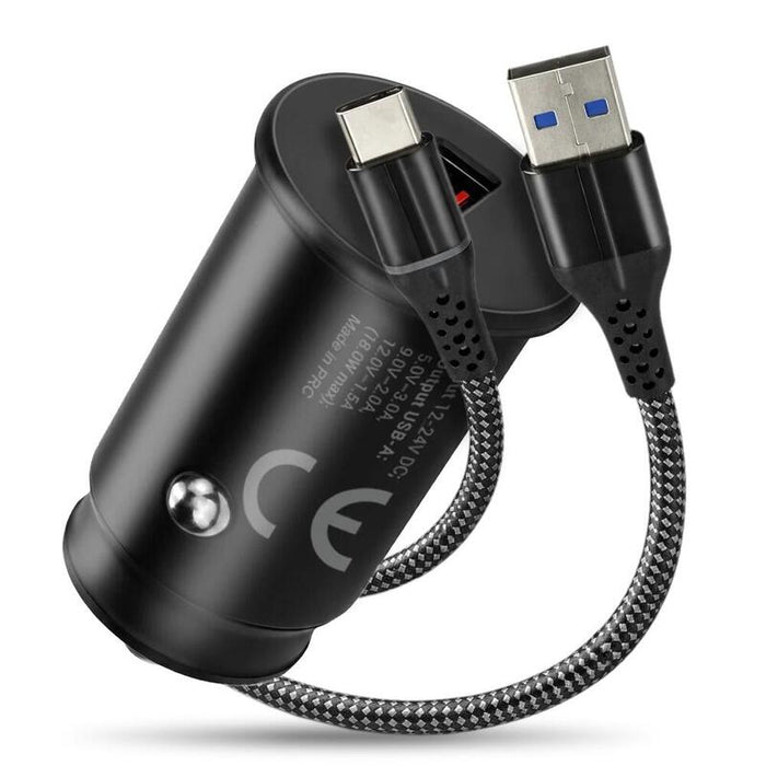 Cargador Para Coche Cc-15qc Qc3.0 18w 1xusb + Cable Usb-C 1m