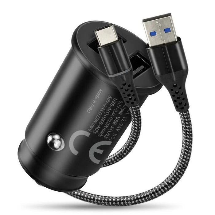 Cargador Para Coche Cc-25c 2xusb 12w + Cable Usb-C
