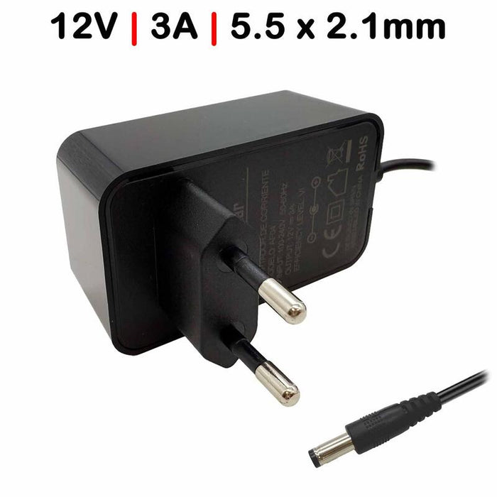 Cargador Para Tiras Leds Routers Cámaras De Seguridad 12v 3a 5.5x2.1mm