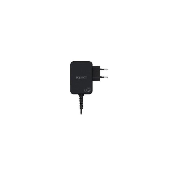 Cargador Usb Gan Approx 65w Cable Usb-C Soldado 1.8m Pd Color Negro