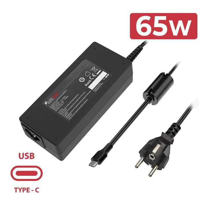Cargador Multivoltaje Usb-C Para Portátil 5V-20V 3.25A 65W Negro