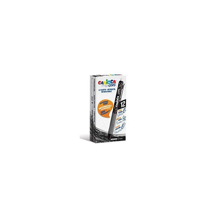 Carioca Bolígrafo Retráctil Oops Borrable Monocolor Negro - Caja De 12