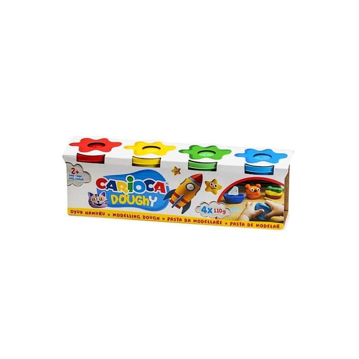 Carioca Doughy Pack Con 4 Botes De Pasta De Modelar 110gr - Blanda Y Flexible - Facil De Amasar Y Moldear - Ideal Para