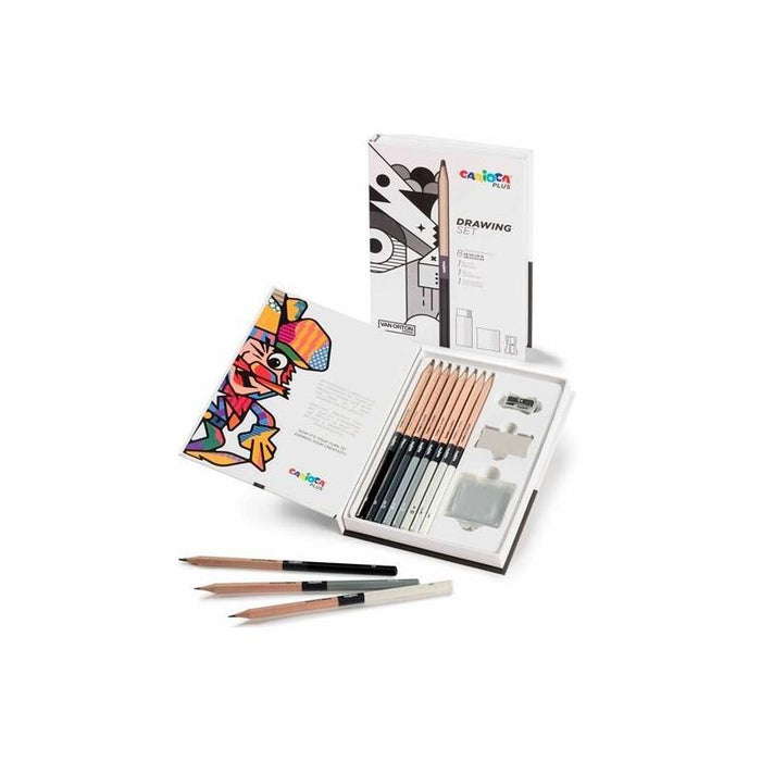 Carioca Set De Dibujo Plus Drawing Con 8 Lápices De Grafito 4h A 6b + Accesorios