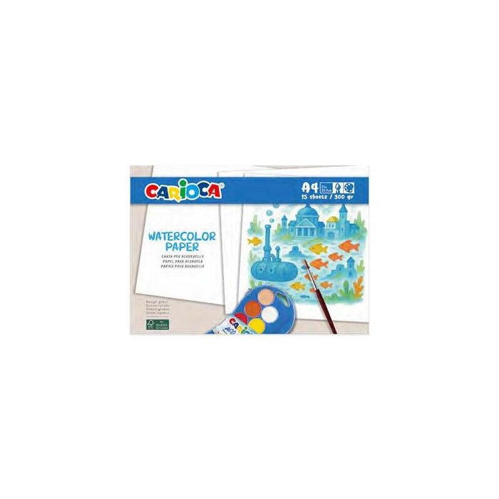 Carioca Watercolor Pack Con 15 Hojas A4 Para Acuarela - Papel De 300gr - No Deja Que Los Colores Traspasen